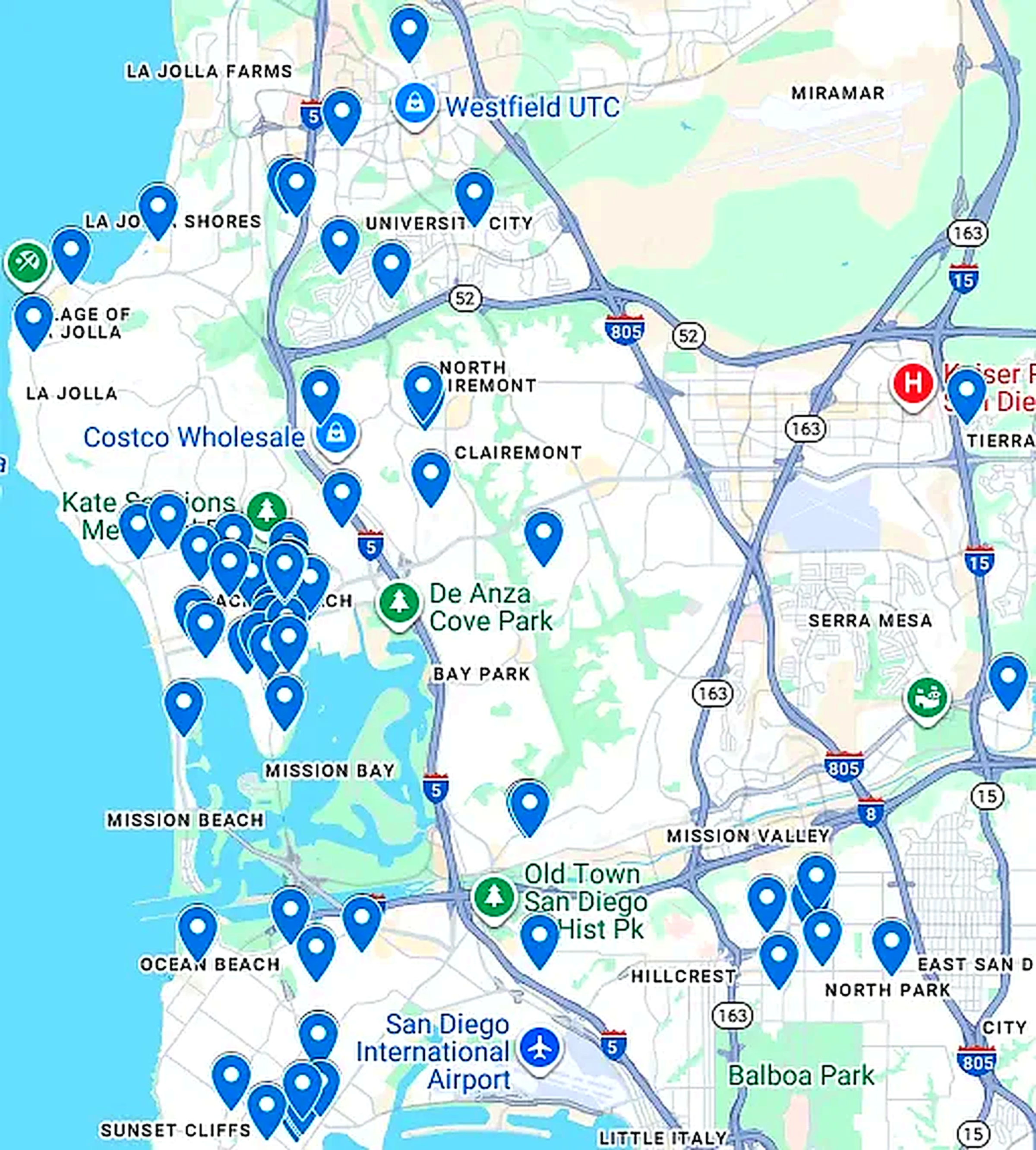 Level Up Property Managers Service Coverage Map - Properties Throughout San Diego County