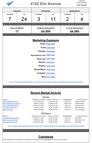 Click to view sample report status